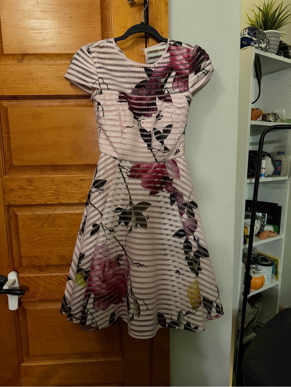 Ted Baker Pink Floral Fit-and-Flare Midi Dress